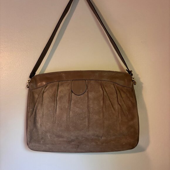 Vintage Etienne Aigner Taupe Suede and Leather Handbag - Picture 9 of 9